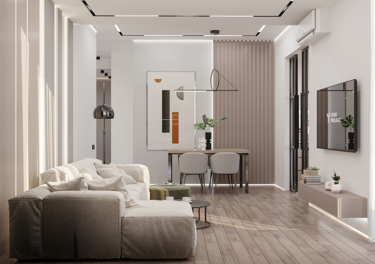 Small apartment design in  modern style