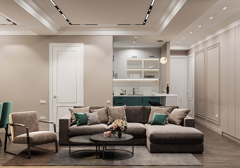 Apartment design in neoclassical style